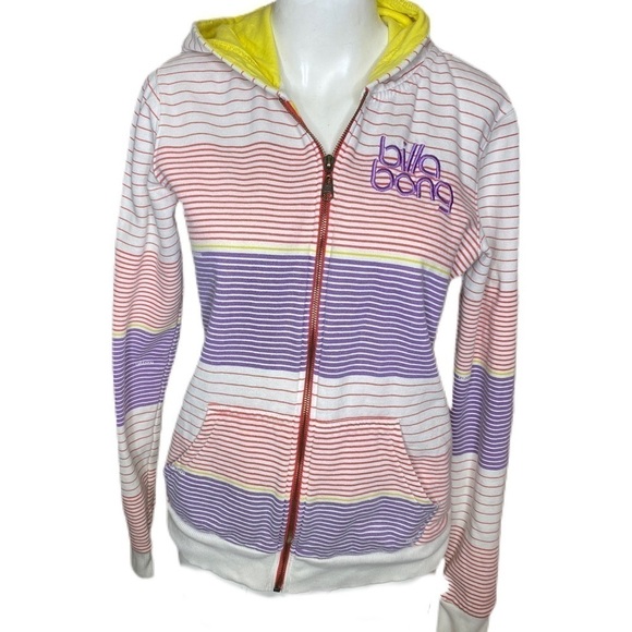 Billabong Hooded Sweatshirt Colorblocked Lined Full Zipper Size L - Picture 2 of 7